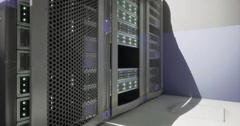 High tech server racks powering data operations in a modern facility Stock Illustration