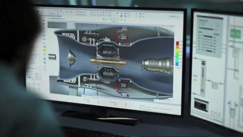High tech software creating a projection of the heavy industrial machine Stock Footage 282785069