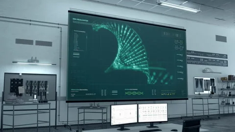 High Tech Software For Molecular Analysis Used To Study Biology Of Human DNA Stock Footage 187627157