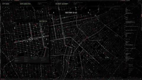 High Tech Spy Location Search Software Tracking Car Path For Secret Mission Stock Footage 265075087