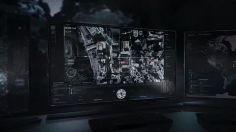 High Tech Spy Surveillance System Searching City Rooftops For Mission Targets Vídeo Stock 160847786