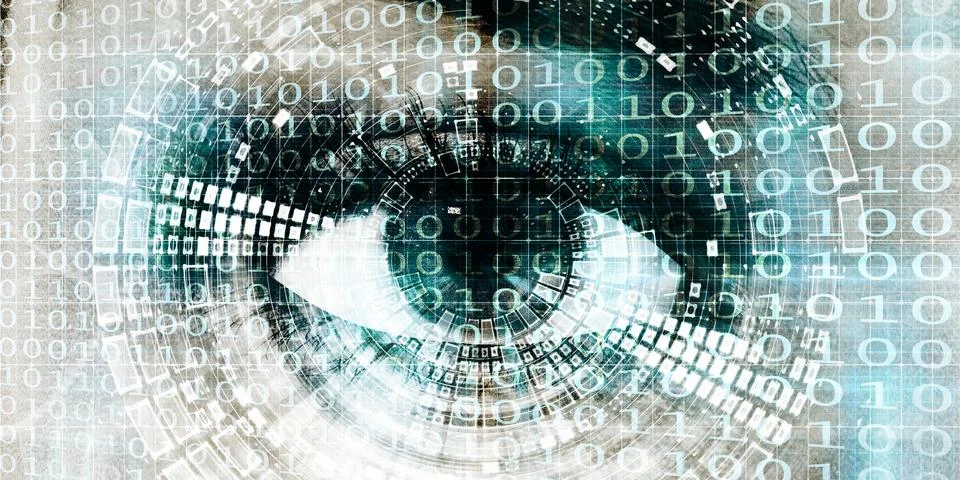 High-Tech Surveillance and Cybersecurity Digital Protection 库存插图