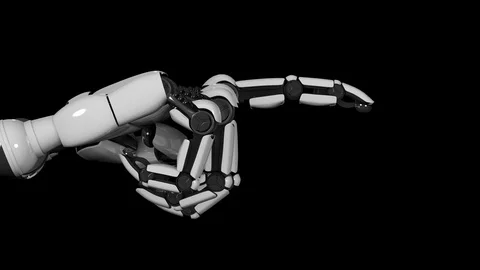 High-tech technological machine robot hand pointing a finger Stock Footage 121177425