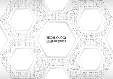 High-tech technology background texture. Hexagon circuit board vector illustr 스톡 일러스트