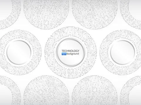 High-tech technology background texture. Circle circuit board vector illustra Stock Illustration