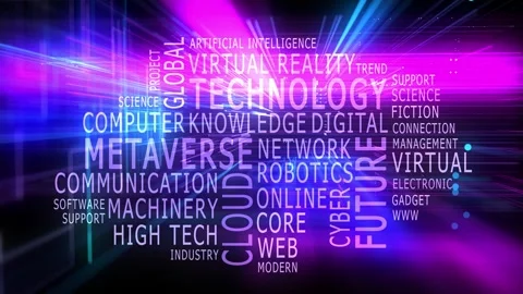 High tech technology metaverse looping word cloud Stock Footage 332811527