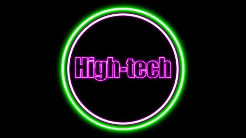 'High Tech' Text Animation with Neon Glow &amp; Glowing Circles. Stock Footage 282577089