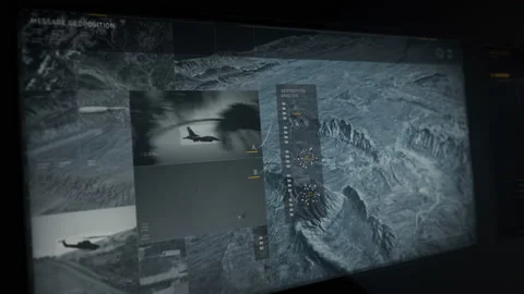 High tech tracking software identifies the position of military helicopters Stock Footage 172362689