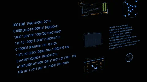 High tech UI of bars charts and graphs animation with dark. Digital hud graphic. Stock Footage 160901482