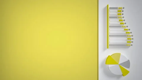 High-tech user interface with animation of histograms and graphs in white and ye Stock Footage 181831840