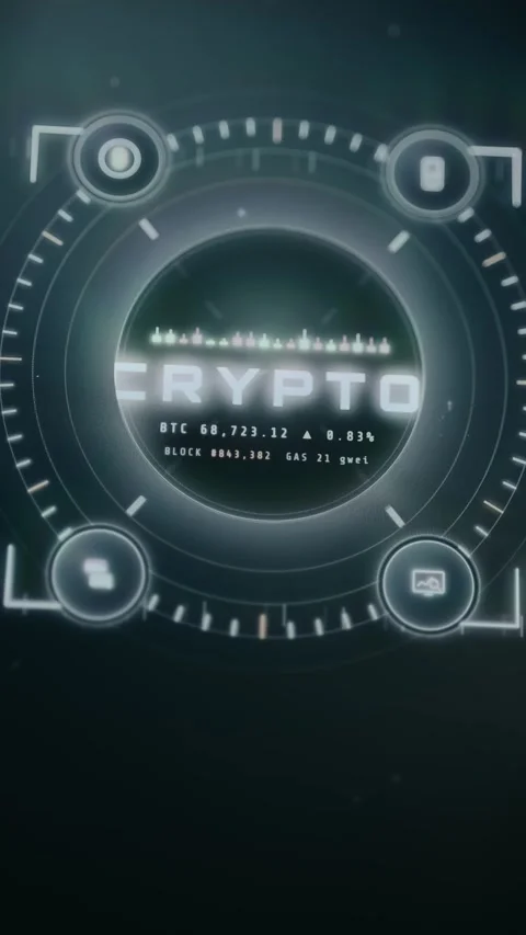High-tech user interface presenting a cryptocurrency data summary Video stock 333839070