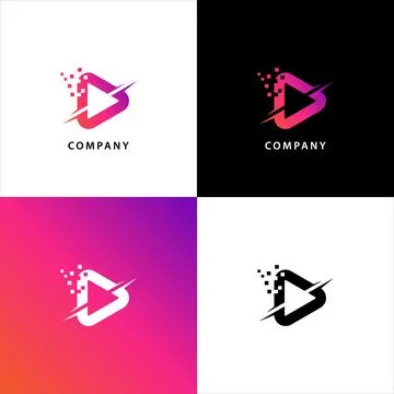 High-Tech Video Streaming Logo with Bold Colors 스톡 일러스트