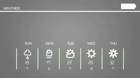 High Tech - Weather Forecast - Code - Sunny - Rain - Thunder - Grey Stockbeeldmateriaal 67290349