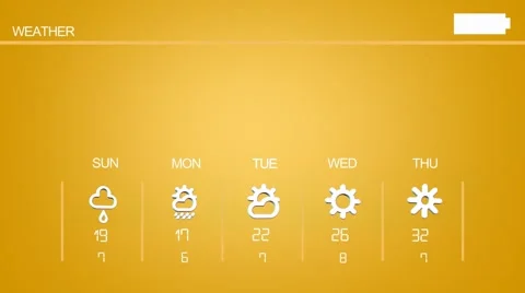 High Tech - Weather Forecast - Code - Sunny - Rain - Thunder - Yellow 02 Stockbeeldmateriaal 67290368