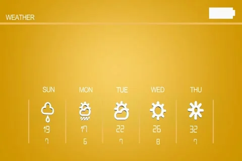 High Tech - Weather Forecast - Code - Sunny - Rain - Thunder - Yellow 02 Stockbeeldmateriaal 68606471