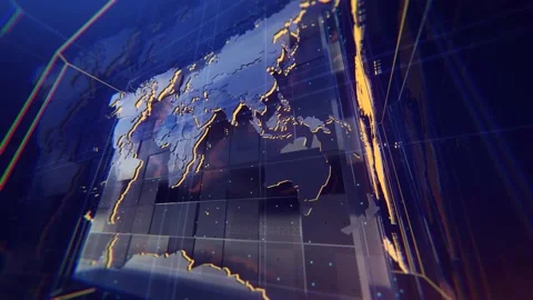 High-Tech World Map Stock Footage 134599100