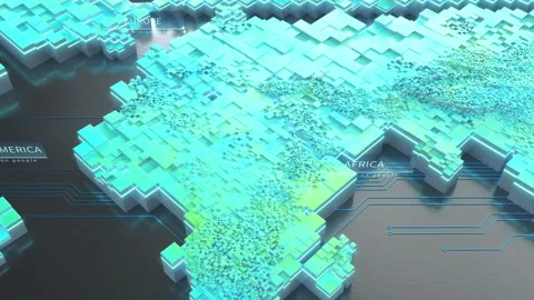 High Tech World Map Stock Footage 345301226