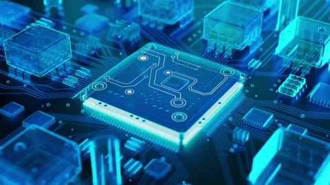 High-tech x-ray 3D animation of AI processor chip Video stock 335577801