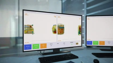 High Tech X-ray Visual System Detecting Prohibited Items In Carry-on Luggage Stock Footage 278217151