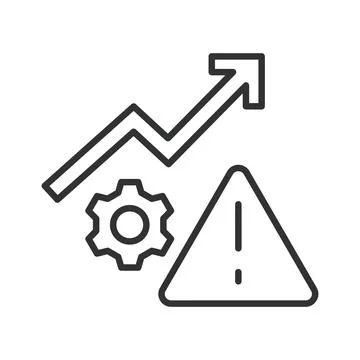 High technical risks, icon in line design. High technical risks, danger, failure Stock Illustration