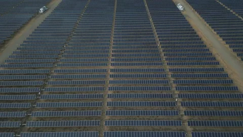 High-technological PV cells turning sun's power into energy and electricity Stock Footage 235585297