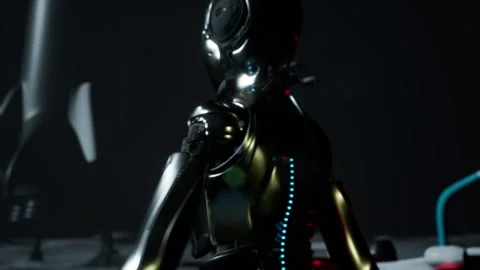 High technology 3d render animation of artificial general intelligence robot Stock Footage 297489736
