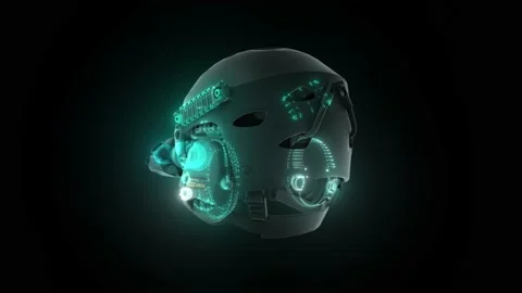 High technology army alpha bravo helmet 4k Stock Footage 146382447