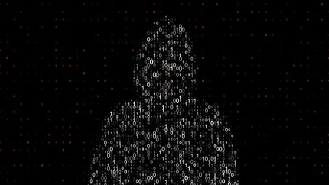 High technology binary code with human form video animated background Vidéo 339650003