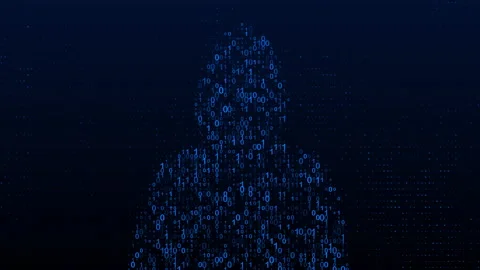 High technology binary code with human form video animated background Vidéo 339650030