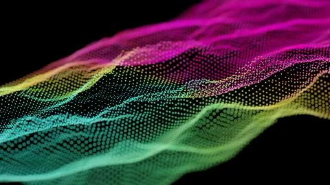 High technology, data grid visualization, information flow. Digital 3D render Stock Illustration