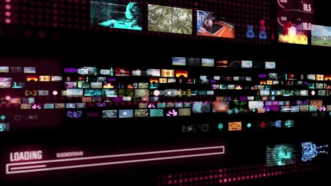 High-technology digital streaming opener for cinema or television broadcast. Stock Footage 341317824