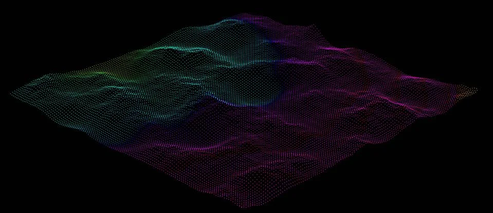High technology, science data grid. Colorful digital terrain visualization, c 스톡 일러스트