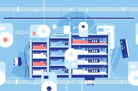 High technology server room with important data Stock Illustration