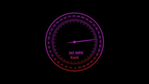 High-technology speedometer and moving pointer, racing speed counter illust.. 스톡 일러스트