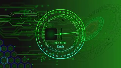 High-technology speedometer and moving pointer, racing speed counter illust.. イラスト素材