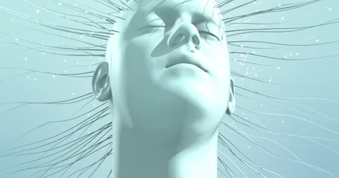 High technology visualization of cybernetic human brain communication. Stock Footage 318609728