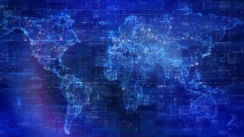 High Technology World Map Видео 140355470