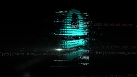 High-tehcnology animation full of programming c++ code in cybersecurity them Stockbeeldmateriaal 341000704