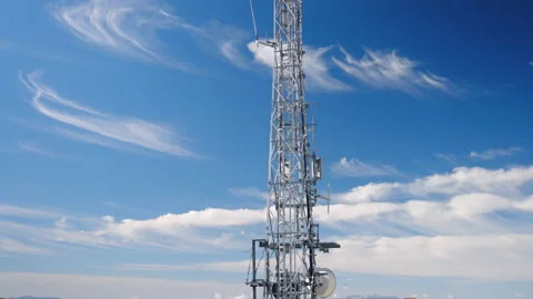 High telecommunication antenna tower for transmitting and receiving signal Stock-Footage 224776271