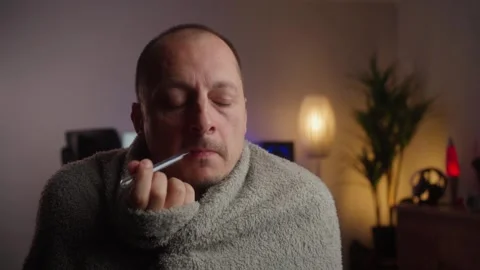 High temperature concept. Man feels badly ill. Stock Footage 269990511