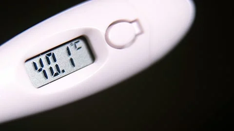 High temperature on an electronic thermometer macro, Close-up, 4K, slow motion Stock Footage 172080117