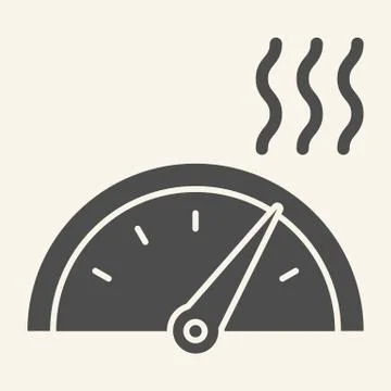 High temperature on heating or cooling control solid icon. Thermostat symbol 스톡 일러스트