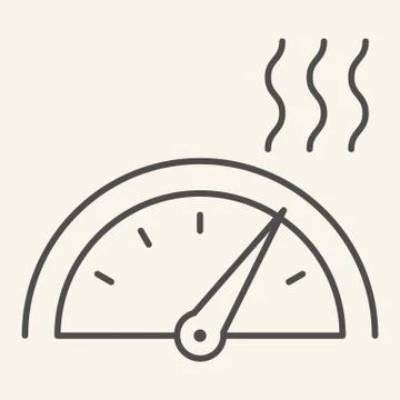 High temperature on heating or cooling control thin line icon. Thermostat symbol Ilustración de archivo