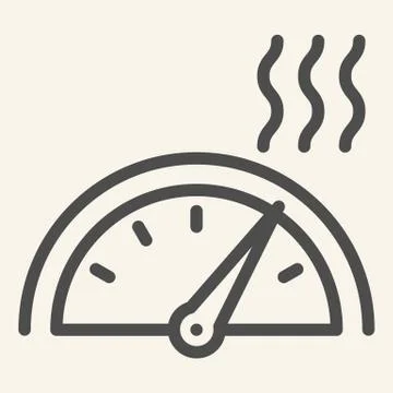 High temperature on heating or cooling control line icon. Thermostat symbol Illustrazione stock