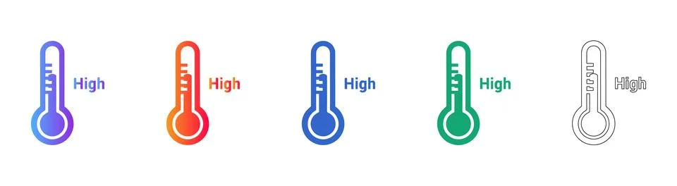 High Temperature Level Indicator Icons Stock Illustration