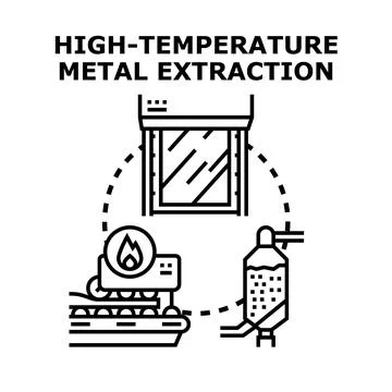 High temperature metal extraction process industry concept Stock Illustration