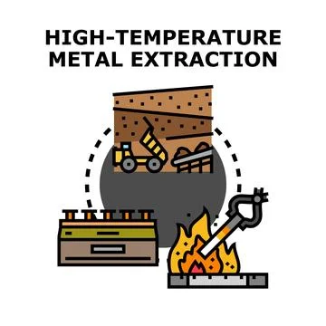 High temperature metal extraction process industry concept Stock Illustration