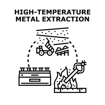 High temperature metal extraction process industry concept Stock Illustration