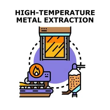 High temperature metal extraction process industry concept Stock Illustration