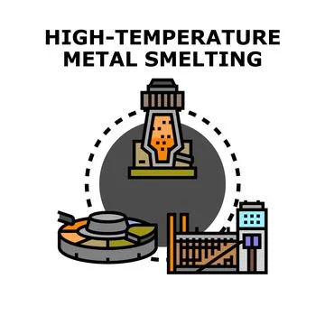 High temperature metal smelting process in metallurgy industry Stock Illustration